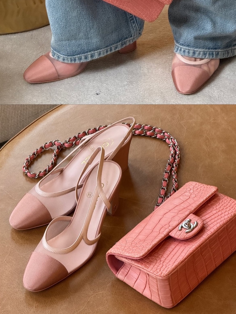 Chanel 26P Pink Mesh Slingback Heel | NIB | Size 38
